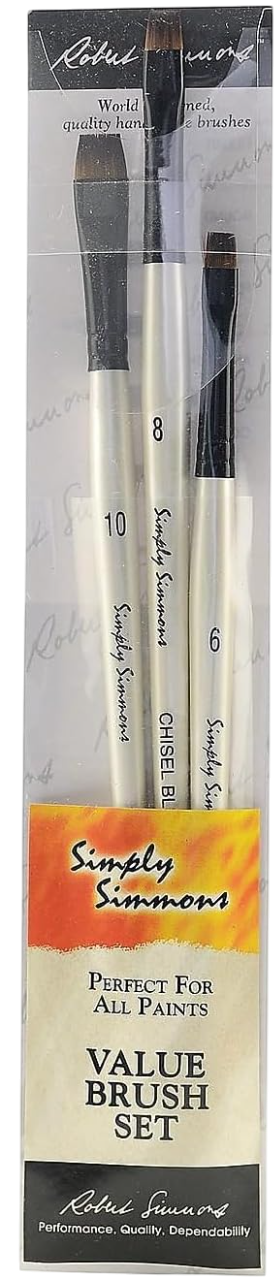 Value Brush Sets Chisel Edge Set of 3 by Robert Simmons